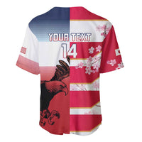 USA and Japan Rugby Custom Baseball Jersey Eagles Brave Blossoms Together Pacific - Polynesian Pride