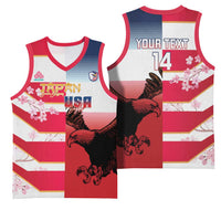 USA and Japan Rugby Custom Basketball Jersey Eagles Brave Blossoms Together Pacific - Polynesian Pride