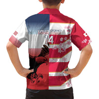 USA and Japan Rugby Custom Family Matching Long Sleeve Bodycon Dress and Hawaiian Shirt Eagles Brave Blossoms Together Pacific LT14 - Polynesian Pride