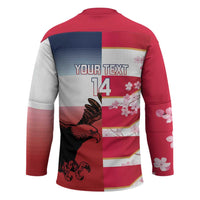 USA and Japan Rugby Custom Hockey Jersey Eagles Brave Blossoms Together Pacific - Polynesian Pride