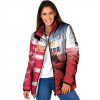 USA and Japan Rugby Custom Padded Jacket Eagles Brave Blossoms Together Pacific - Polynesian Pride