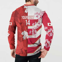Canada and Japan Rugby Custom Button Sweatshirt Canucks Brave Blossoms Together Pacific - Polynesian Pride
