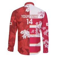 Canada and Japan Rugby Custom Family Matching Off Shoulder Maxi Dress and Hawaiian Shirt Canucks Brave Blossoms Together Pacific - Polynesian Pride