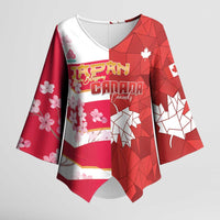 Canada and Japan Rugby Custom Kimono Sleeve Blouse Canucks Brave Blossoms Together Pacific - Polynesian Pride