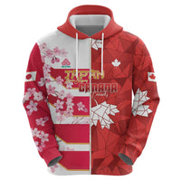 Canada and Japan Rugby Custom Zip Hoodie Canucks Brave Blossoms Together Pacific - Polynesian Pride
