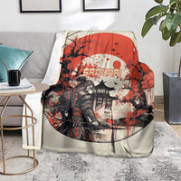 Samurai Warrior Japan Blanket Red-blossomed Tree Classic Japanese Stylized - Polynesian Pride