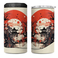 Samurai Warrior Japan 4 in 1 Can Cooler Tumbler Red-blossomed Tree Classic Japanese Stylized - Polynesian Pride
