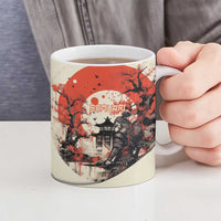 Samurai Warrior Japan Ceramic Mug Red-blossomed Tree Classic Japanese Stylized - Polynesian Pride