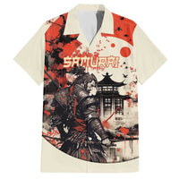 Samurai Warrior Japan Family Matching Puletasi and Hawaiian Shirt Red-blossomed Tree Classic Japanese Stylized LT14 Dad's Shirt - Short Sleeve Red - Polynesian Pride
