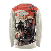 Samurai Warrior Japan Long Sleeve Shirt Red-blossomed Tree Classic Japanese Stylized LT14 - Polynesian Pride