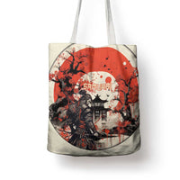 Samurai Warrior Japan Tote Bag Red-blossomed Tree Classic Japanese Stylized LT14 - Polynesian Pride