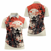 Samurai Warrior Japan Women Polo Shirt Red-blossomed Tree Classic Japanese Stylized - Polynesian Pride