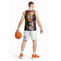 Hawaiian and Japanese Basketball Jersey Koi Fish With Kanaka Polynesian Tattoo - Polynesian Pride