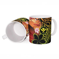 Hawaiian and Japanese Ceramic Mug Koi Fish With Kanaka Polynesian Tattoo - Polynesian Pride