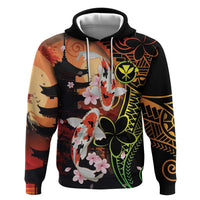 Hawaiian and Japanese Hoodie Koi Fish With Kanaka Polynesian Tattoo - Polynesian Pride