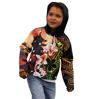 Hawaiian and Japanese Kid Hoodie Koi Fish With Kanaka Polynesian Tattoo - Polynesian Pride
