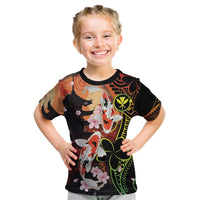 Hawaiian and Japanese Kid T Shirt Koi Fish With Kanaka Polynesian Tattoo - Polynesian Pride