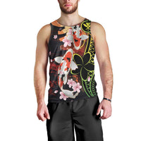 Hawaiian and Japanese Men Tank Top Koi Fish With Kanaka Polynesian Tattoo - Polynesian Pride
