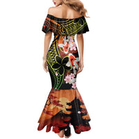 Hawaiian and Japanese Mermaid Dress Koi Fish With Kanaka Polynesian Tattoo - Polynesian Pride