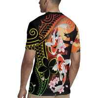 Hawaiian and Japanese Rugby Jersey Koi Fish With Kanaka Polynesian Tattoo - Polynesian Pride