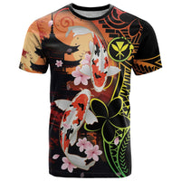 Hawaiian and Japanese T Shirt Koi Fish With Kanaka Polynesian Tattoo - Polynesian Pride