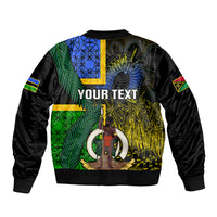 Personalised South Sea Islanders Sleeve Zip Bomber Jacket Kanakas With Vanuatu Coat Of Arms LT14 - Polynesian Pride