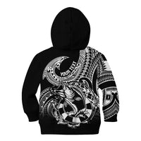 Personalised Polynesia Kid Hoodie Fish Hook Tattoo Go Fishing Polynesian Pattern Black LT14 - Polynesian Pride