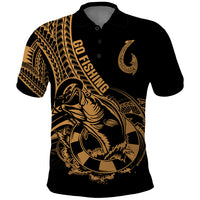 Polynesia Polo Shirt Fish Hook Tattoo Go Fishing Polynesian Pattern Gold LT14 Gold - Polynesian Pride