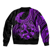 Polynesia Bomber Jacket Fish Hook Tattoo Go Fishing Polynesian Pattern Purple LT14 - Polynesian Pride