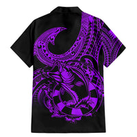 Polynesia Family Matching Mermaid Dress and Hawaiian Shirt Fish Hook Tattoo Go Fishing Polynesian Pattern Purple LT14 - Polynesian Pride