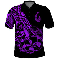 Polynesia Polo Shirt Fish Hook Tattoo Go Fishing Polynesian Pattern Purple LT14 Purple - Polynesian Pride