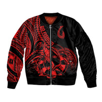 Polynesia Bomber Jacket Fish Hook Tattoo Go Fishing Polynesian Pattern Red LT14 Unisex Red - Polynesian Pride