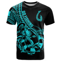 Polynesia T Shirt Fish Hook Tattoo Go Fishing Polynesian Pattern Turquosie LT14 Turquoise - Polynesian Pride