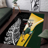 New Zealand and South Africa Rugby Custom Area Rug Maori Silver Fern Springbok Together - Polynesian Pride