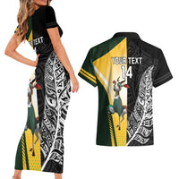New Zealand and South Africa Rugby Custom Couples Matching Short Sleeve Bodycon Dress and Hawaiian Shirt Maori Silver Fern Springbok Together - Polynesian Pride