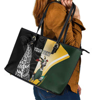 New Zealand and South Africa Rugby Custom Leather Tote Bag Maori Silver Fern Springbok Together - Polynesian Pride