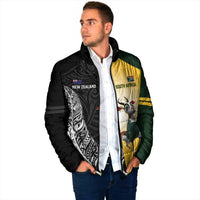 New Zealand and South Africa Rugby Custom Padded Jacket Maori Silver Fern Springbok Together - Polynesian Pride