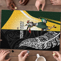 New Zealand and South Africa Rugby Custom Puzzle Maori Silver Fern Springbok Together - Polynesian Pride