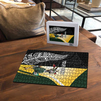 New Zealand and South Africa Rugby Custom Puzzle Maori Silver Fern Springbok Together - Polynesian Pride