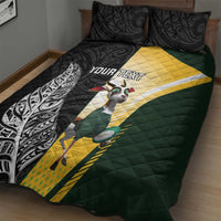 New Zealand and South Africa Rugby Custom Quilt Bed Set Maori Silver Fern Springbok Together - Polynesian Pride
