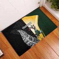 New Zealand and South Africa Rugby Custom Rubber Doormat Maori Silver Fern Springbok Together - Polynesian Pride