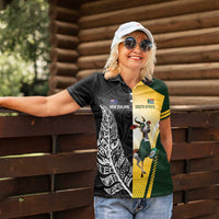 New Zealand and South Africa Rugby Custom Women Polo Shirt Maori Silver Fern Springbok Together - Polynesian Pride