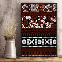 Bula Fiji Canvas Wall Art Fijian Tapa Masi With Hibiscus Flowers LT14 - Polynesian Pride