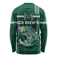 Hawaii Football Long Sleeve Shirt Kakau Rainbow Warriors Helmet Go Bows LT14