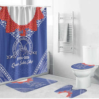 Queen Salote College 100 Years Personalized Bathroom Set Tonga QSC Heilala Lei Blue Ngatu Pattern