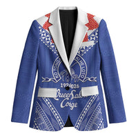Queen Salote College 100 Years Personalized Blazer Tonga QSC Heilala Lei Blue Ngatu Pattern
