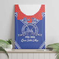 Queen Salote College 100 Years Personalized Canvas Wall Art Tonga QSC Heilala Lei Blue Ngatu Pattern