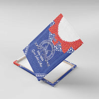 Queen Salote College 100 Years Personalized Canvas Wall Art Tonga QSC Heilala Lei Blue Ngatu Pattern