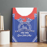 Queen Salote College 100 Years Personalized Canvas Wall Art Tonga QSC Heilala Lei Blue Ngatu Pattern