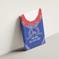 Queen Salote College 100 Years Personalized Canvas Wall Art Tonga QSC Heilala Lei Blue Ngatu Pattern